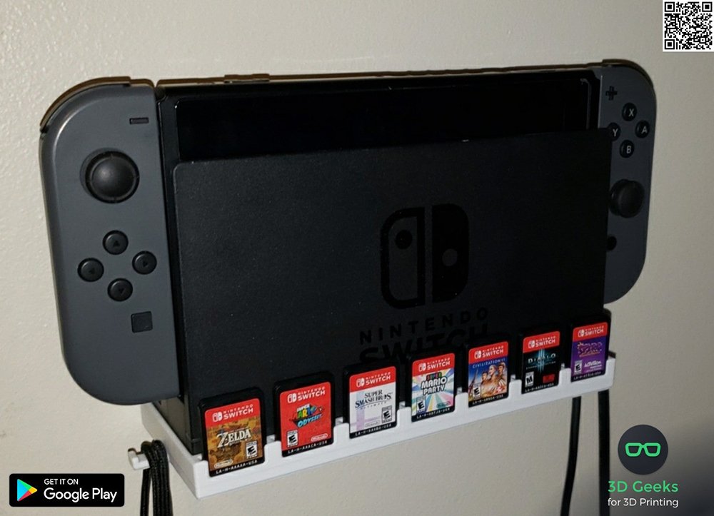 Nintendo Switch Dock Wall Mount and Cartridge Game Holder – Holds 7 Carts